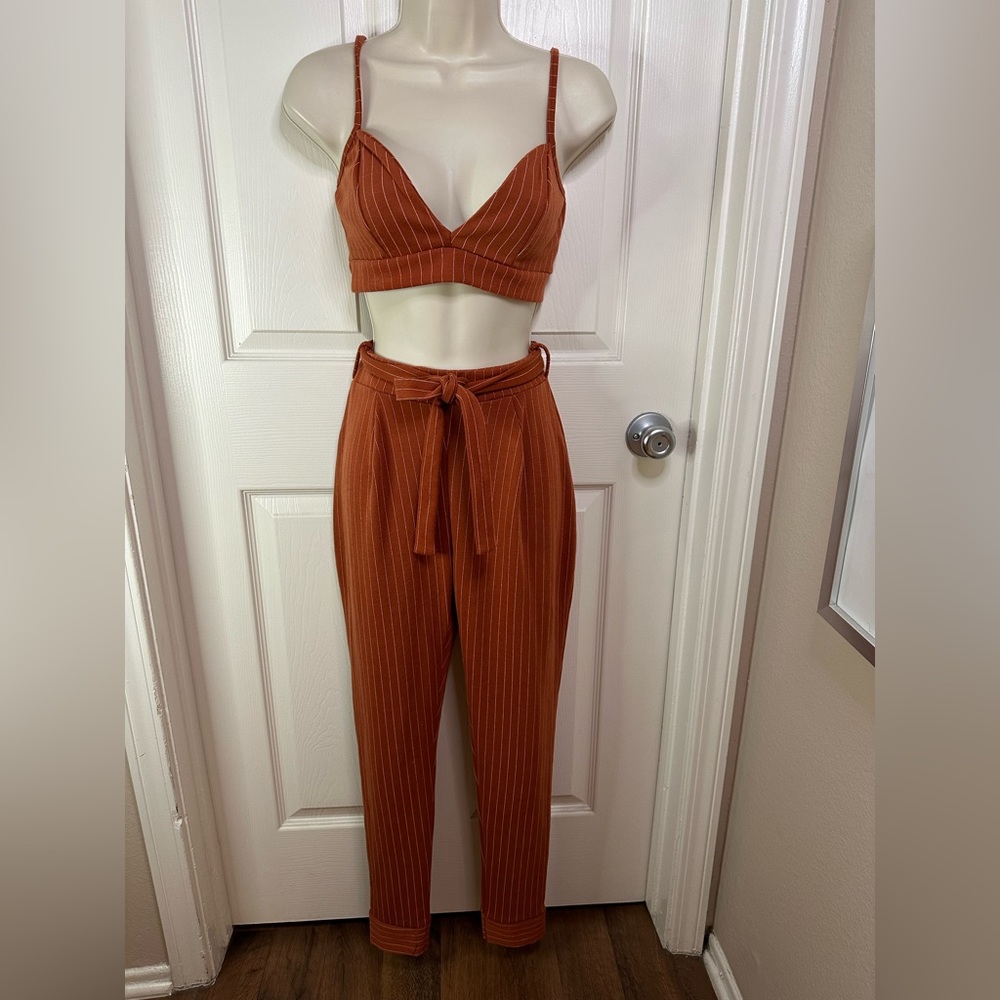SOLD -Nasty Gal 2-piece crop top and pants set Size 2